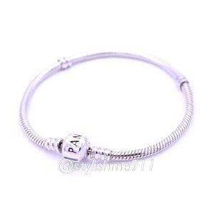 Authentic PANDORA Moments Silver Barrel Clasp Charm Bracelet